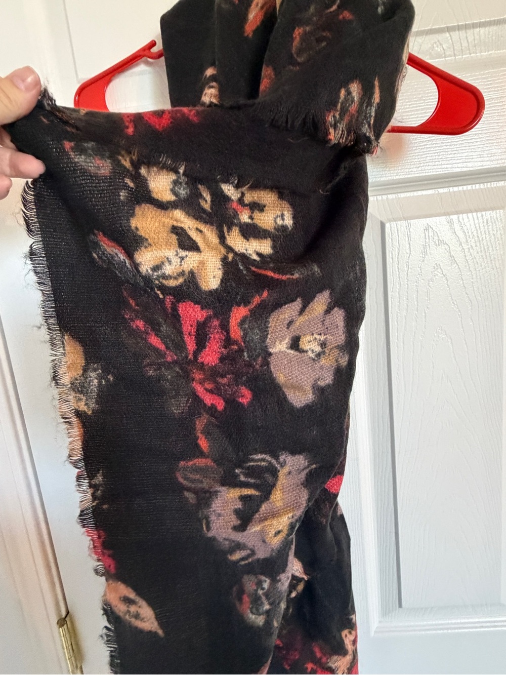 Maurices Black Scarf with Brown and Tan Floral Pattern - Picture 4 of 4